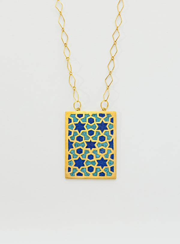 pippa small 18kt Gold Vermeil PSTM Afghanistan Aryana Inlay Pendant on Chain