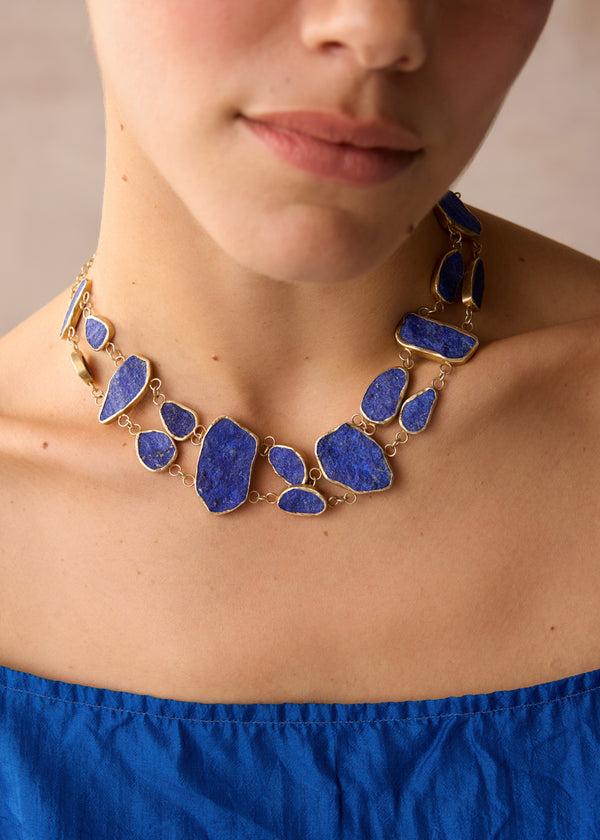 Pippa Small 18kt Gold Vermeil PSTM Afghanistan Double Line Lapis Necklace