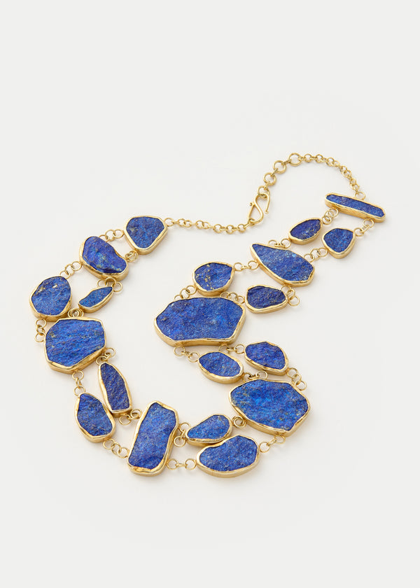 Pippa Small 18kt Gold Vermeil PSTM Afghanistan Double Line Lapis Necklace