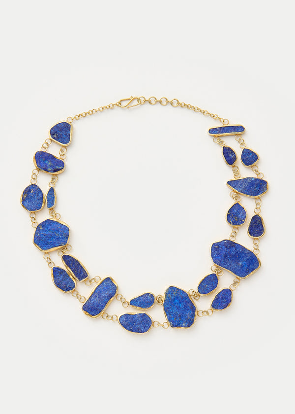 pippa small 18kt Gold Vermeil PSTM Afghanistan Double Line Lapis Necklace