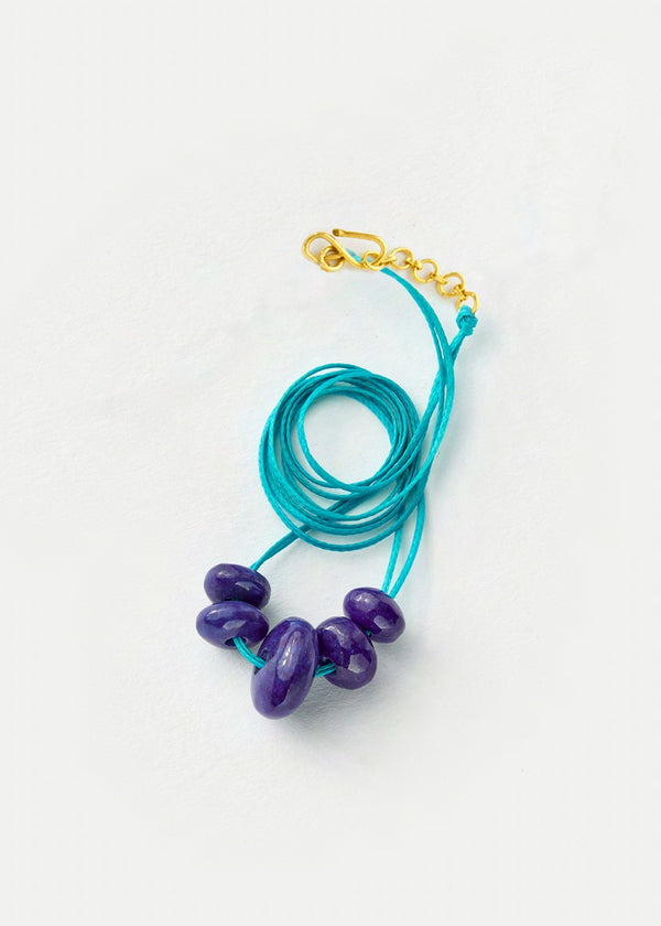 Pippa Small 18kt Gold Vermeil PSTM Afghanistan Five Bead Lapis Necklace