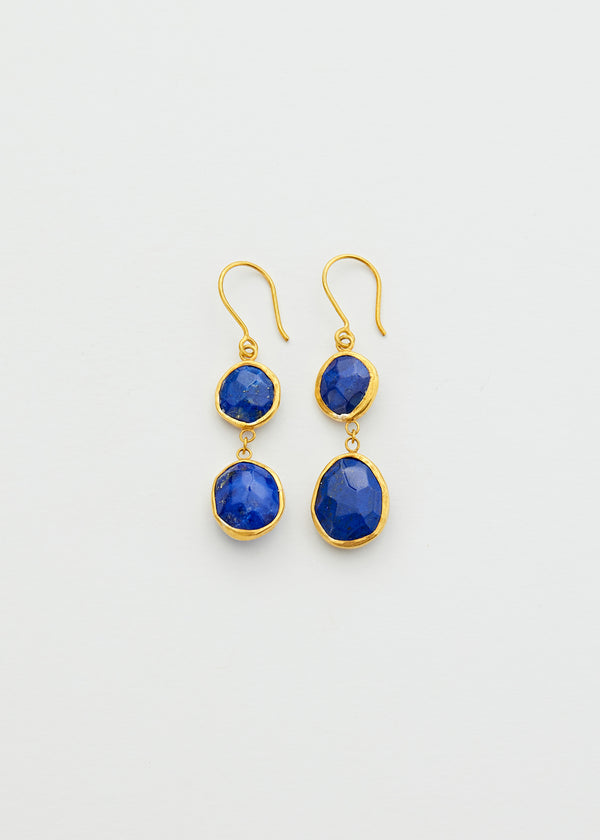 pippa small 18kt Gold Vermeil PSTM Afghanistan Lapis Sheela Double Drop Earrings