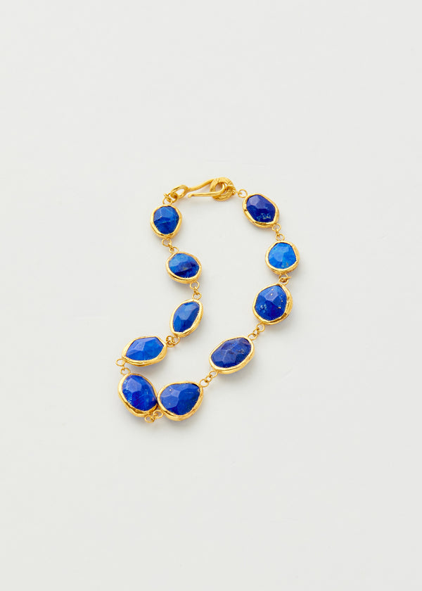 Pippa Small 18kt Gold Vermeil PSTM Afghanistan Lapis Sheela Single Line Bracelet