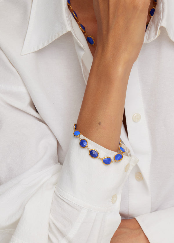 Pippa Small 18kt Gold Vermeil PSTM Afghanistan Lapis Sheela Single Line Bracelet