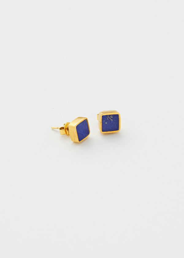 Pippa Small 18kt Gold Vermeil PSTM Afghanistan Lapis Square Studs