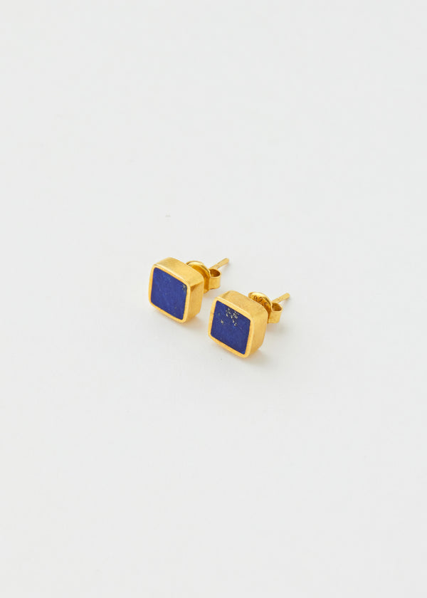 pippa small 18kt Gold Vermeil PSTM Afghanistan Lapis Square Studs
