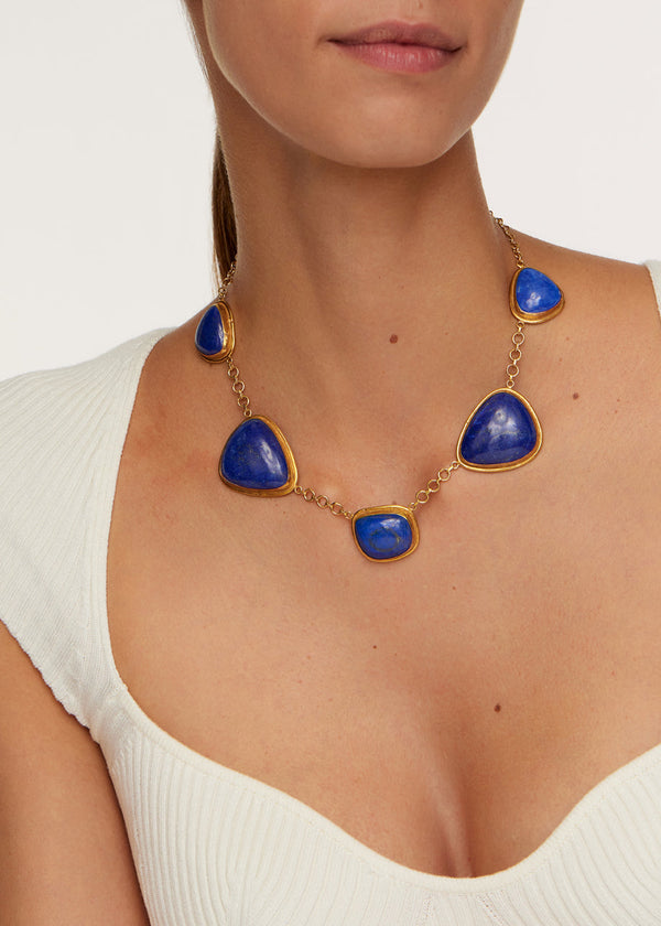 Pippa Small 18kt Gold Vermeil PSTM Afghanistan Mahwash Lapis Necklace
