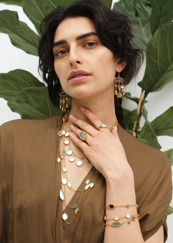 Pippa Small 18kt Gold Vermeil PSTM Afghanistan Nadia Long Multi Drop Earrings