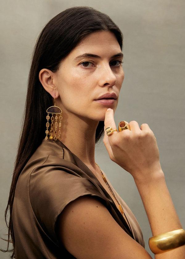 Pippa Small 18kt Gold Vermeil PSTM Afghanistan Pink Glass Double Ring