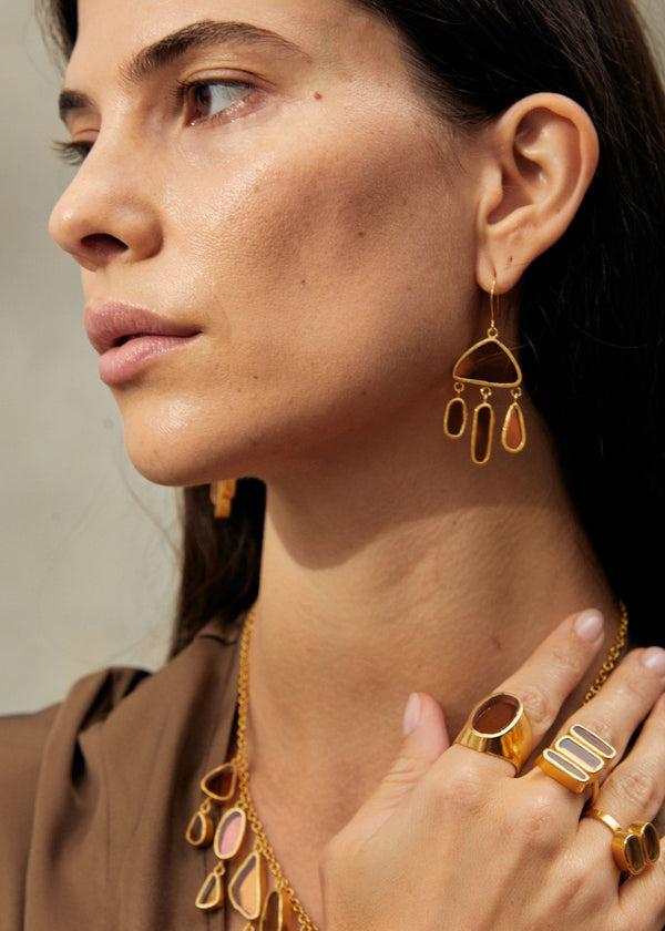 Pippa Small 18kt Gold Vermeil PSTM Afghanistan Pink Glass Large Ring