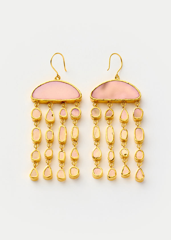 Pippa Small 18kt Gold Vermeil PSTM Afghanistan Pink Glass Long Jellyfish Earrings