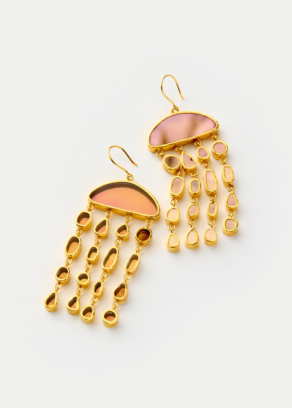pippa small 18kt Gold Vermeil PSTM Afghanistan Pink Glass Long Jellyfish Earrings