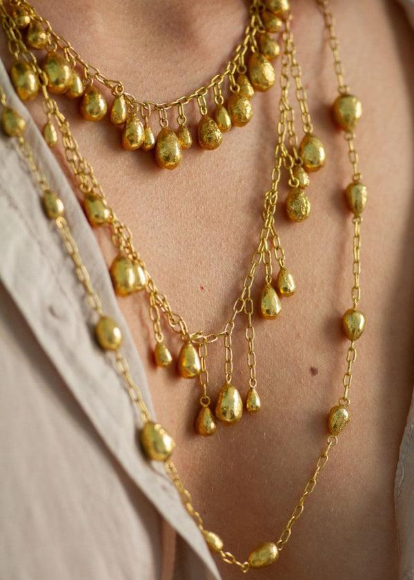 Pippa Small 18kt Gold Vermeil PSTM Afghanistan Qatra Multi Drop Necklace