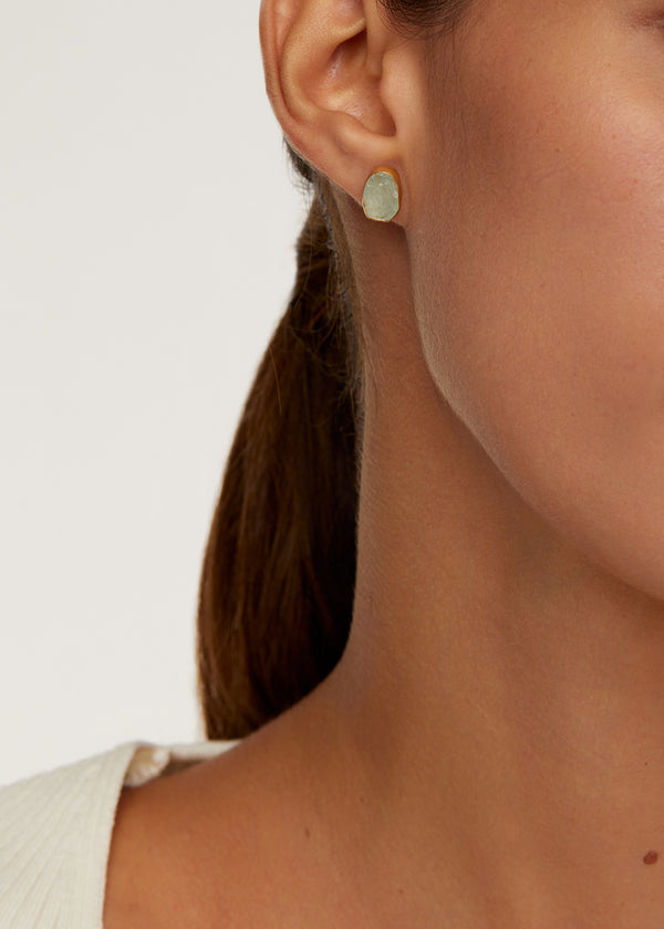 Pippa Small 18kt Gold Vermeil PSTM Afghanistan Rough Aquamarine Fara Studs