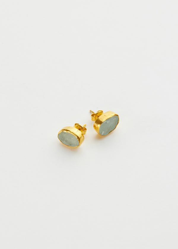 pippa small 18kt Gold Vermeil PSTM Afghanistan Rough Aquamarine Fara Studs