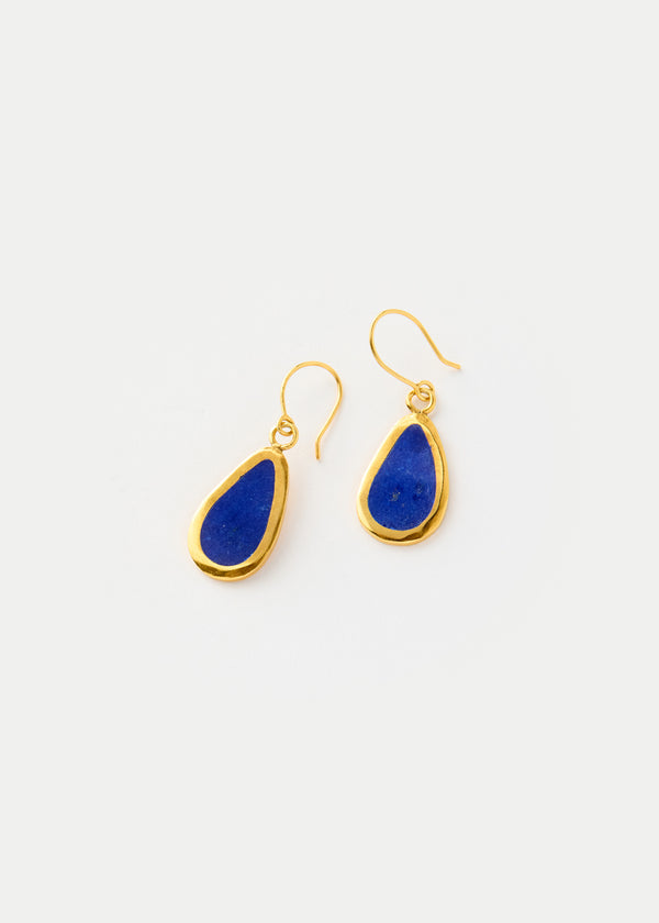 Pippa Small 18kt Gold Vermeil PSTM Afghanistan Samar Anara Single Drop Lapis Earrings
