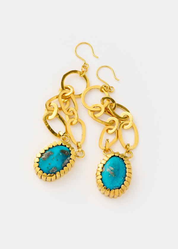 Pippa Small 18kt Gold Vermeil PSTM Afghanistan Turquoise Anisa Link Earrings