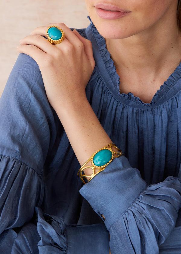 Pippa Small 18kt Gold Vermeil PSTM Afghanistan Turquoise Anisa Cuff