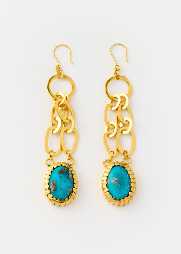 pippa small 18kt Gold Vermeil PSTM Afghanistan Turquoise Anisa Link Earrings