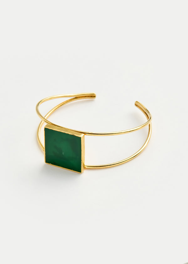 pippa small 18kt Gold Vermeil PSTM Afghanistan Zindagi Green Agate Marwa Cuff
