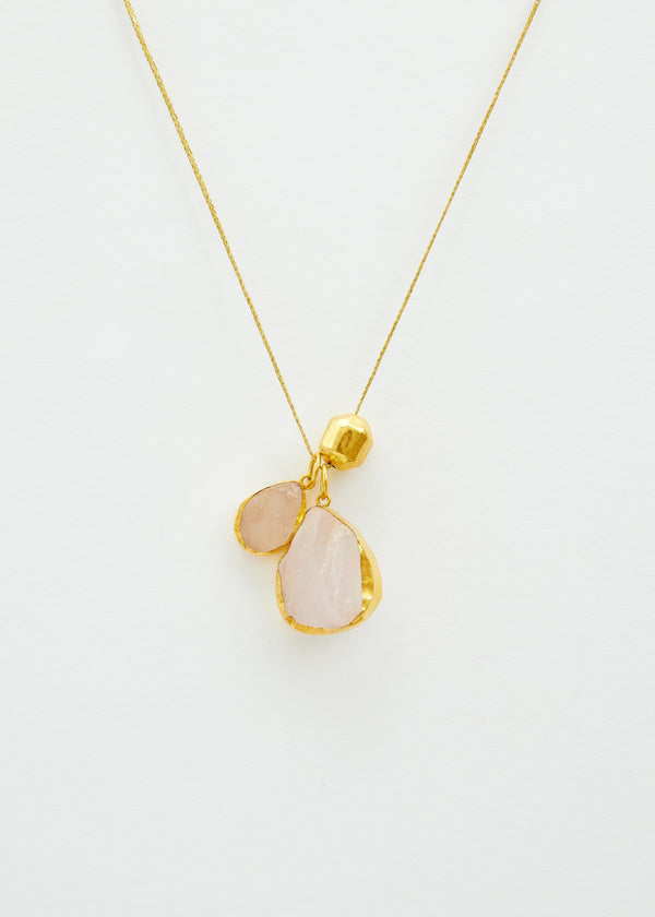 pippa small 18kt Gold Vermeil PSTM Afghanistan Zindagi Now Rose Quartz Pendant on Cord