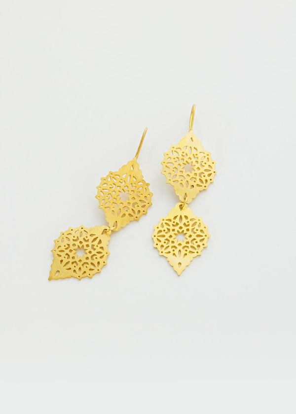 Pippa Small 18kt Gold Vermeil PSTM Jordan Sahlan Elongated Double Drop Hook Earrings