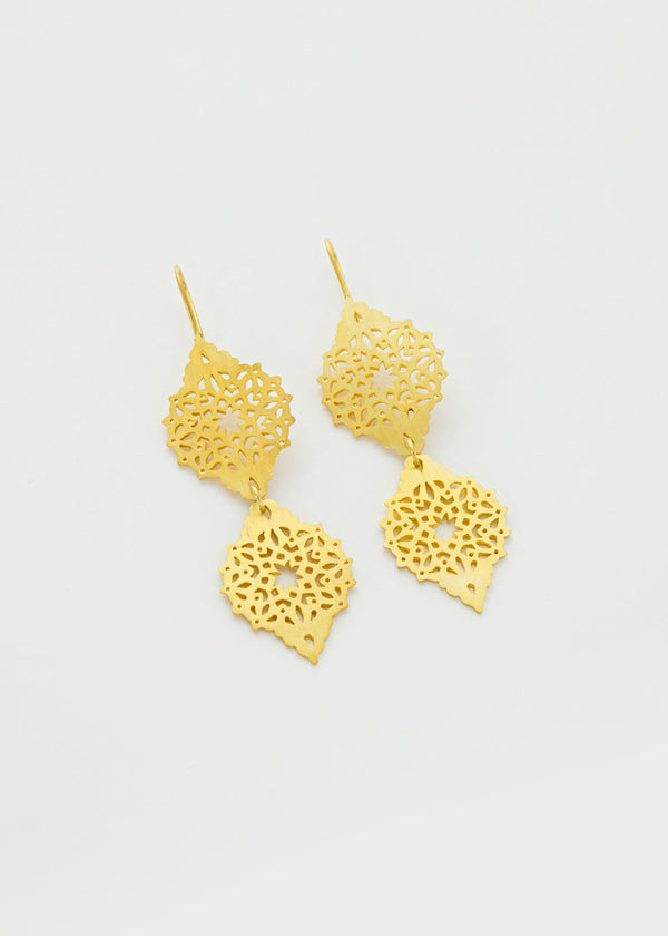 Pippa Small 18kt Gold Vermeil PSTM Jordan Sahlan Elongated Double Drop Hook Earrings