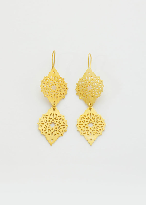 pippa small 18kt Gold Vermeil PSTM Jordan Sahlan Elongated Double Drop Hook Earrings