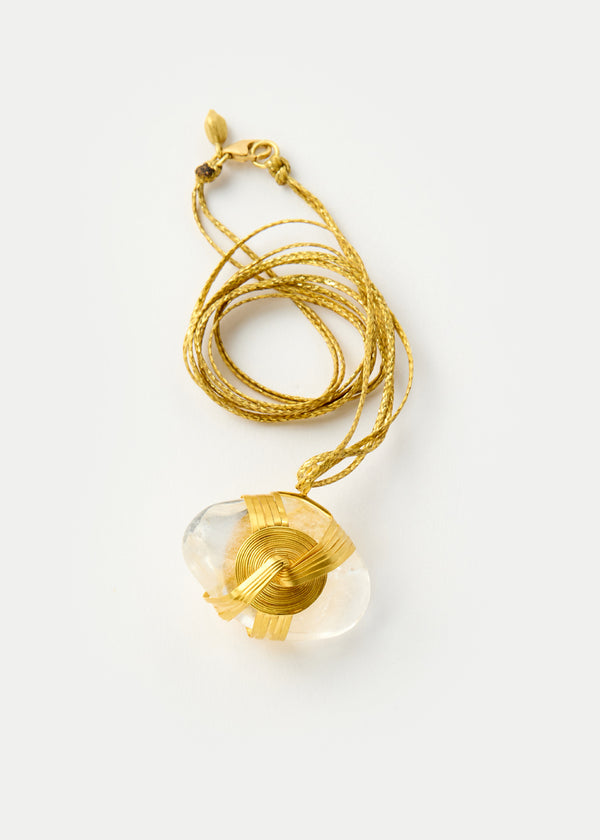 Pippa Small 18kt Gold Zen Rocks Crystal Amulet On Cord