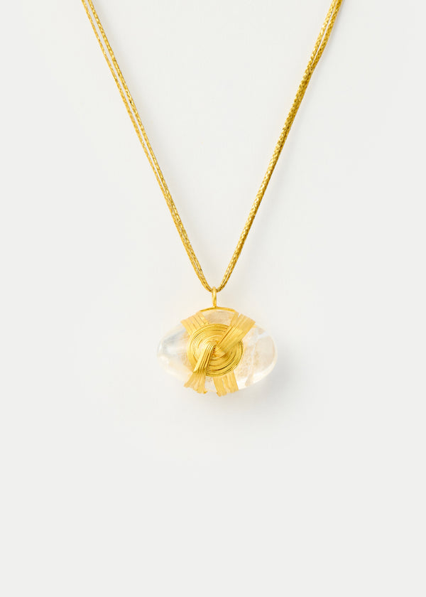 pippa small 18kt Gold Zen Rocks Crystal Amulet on Cord