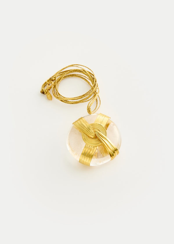 Pippa Small 18kt Gold Zen Rocks Large Crystal Amulet On Cord