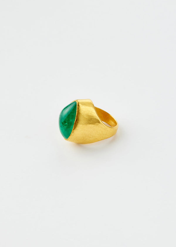 Pippa Small 22kt Gold Colombian Emerald Tibetan Ring