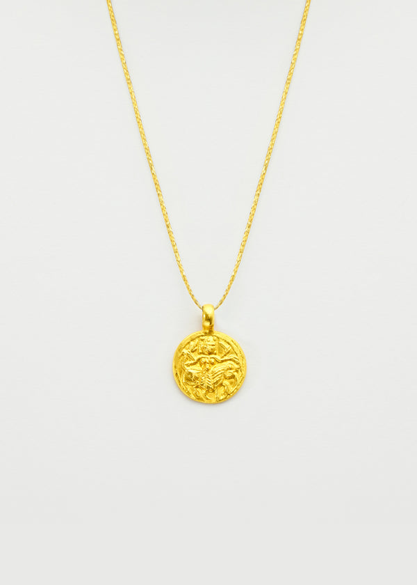 pippa small 22kt Gold Goddess Durga Round Pendant on Cord