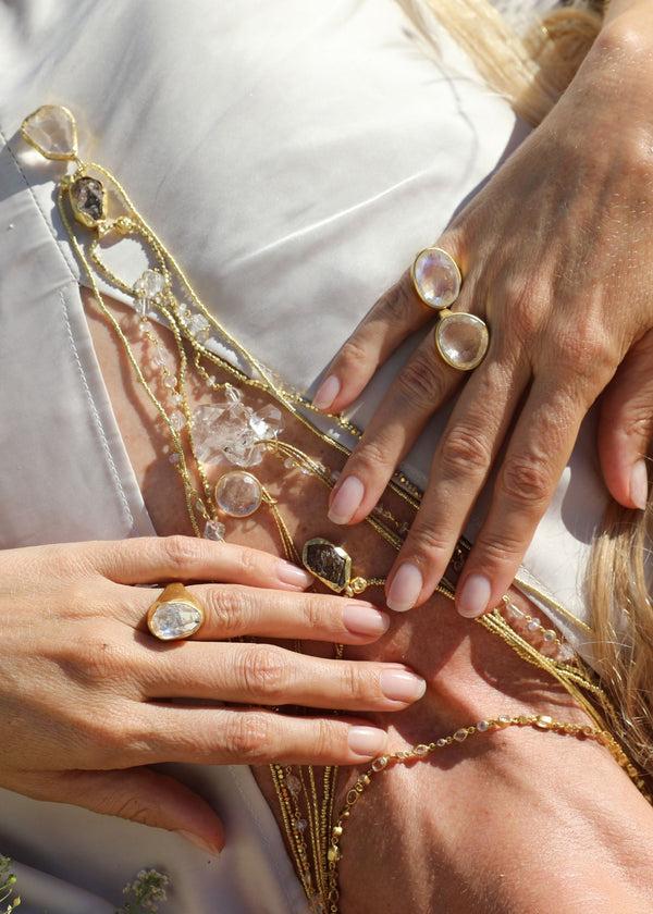 Pippa Small 22kt Gold Theia Mughal Crystal Tibetan Ring