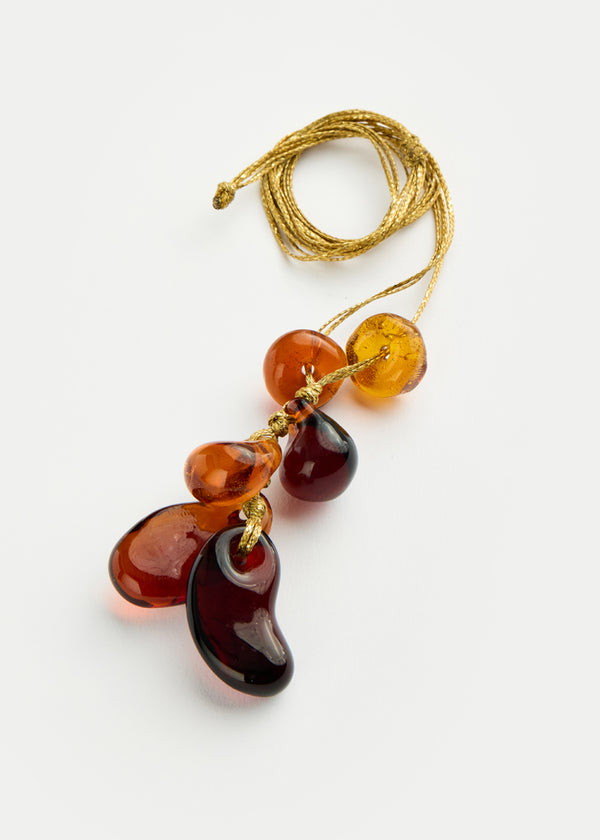 Pippa Small Azaz Amber Glass Beaded Cluster On Cord