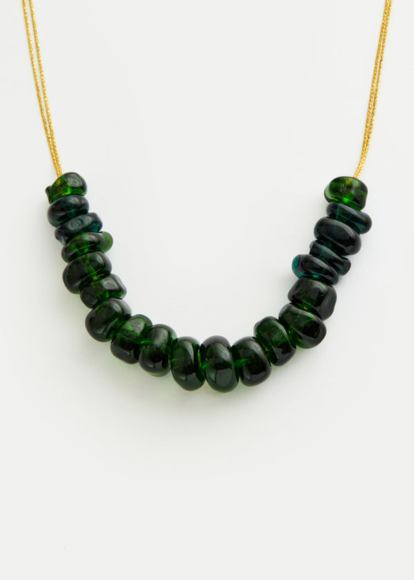Pippa Small Azaz Green Glass Multi Beaded Necklace On Cord