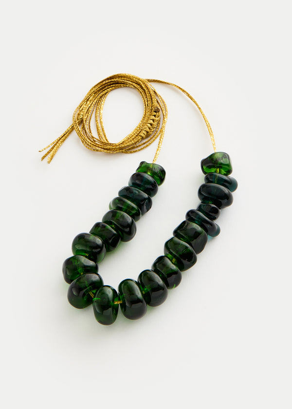 pippa small Azaz Green Glass Multi Beaded Necklace on Cord