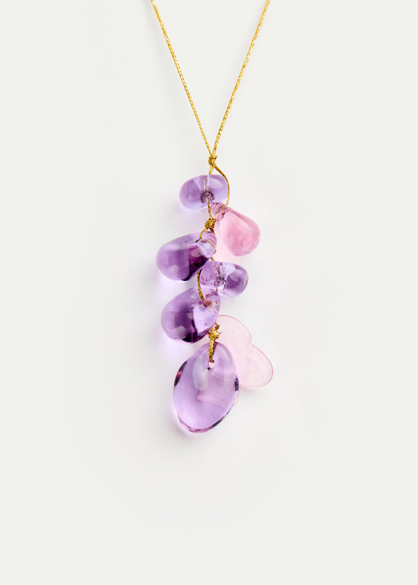 Pippa Small Azaz Pink & Purple Glass Beaded Cluster On Cord