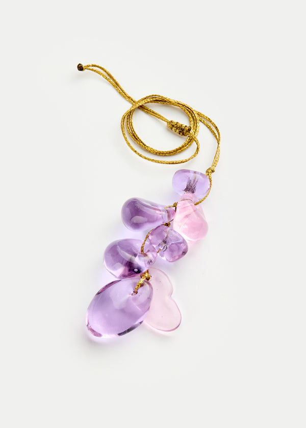 pippa small Azaz Pink & Purple Glass Beaded Cluster on Cord