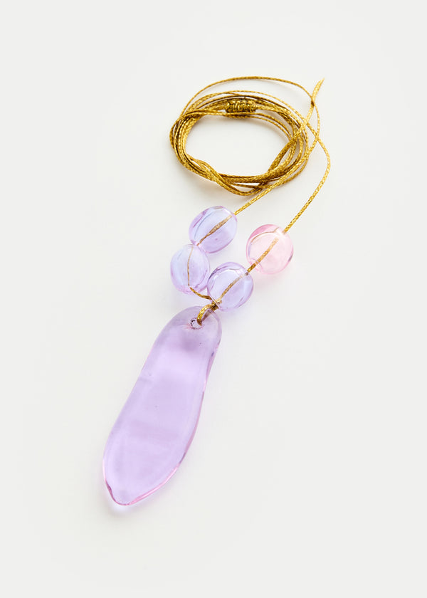 Pippa Small Azaz Pink & Purple Glass Beaded Necklace On Cord