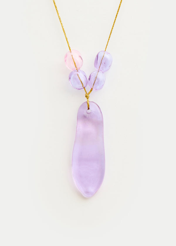 pippa small Azaz Pink & Purple Glass Beaded Necklace on Cord