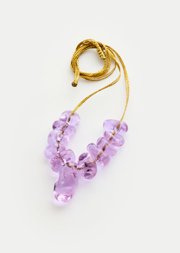 Pippa Small Azaz Purple Glass Multi Beaded Necklace On Cord