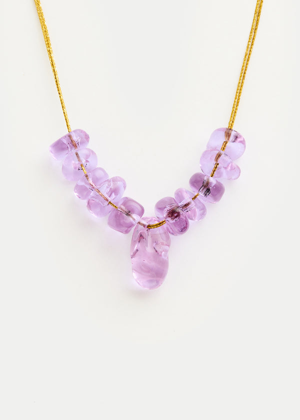 pippa small Azaz Purple Glass Multi Beaded Necklace on Cord