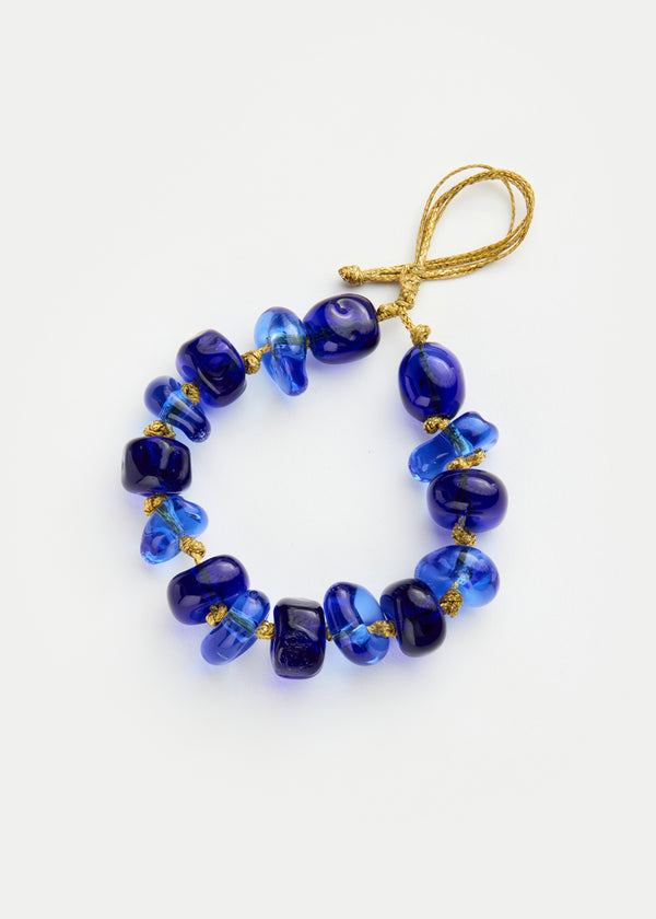 pippa small Azaz Tonal Blues Glass Multi Beaded Bracelet