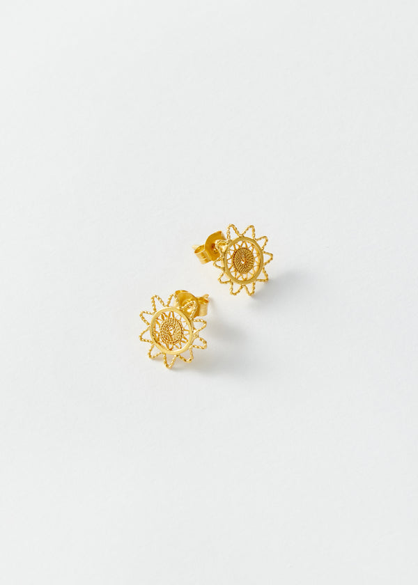 pippa small 18kt Colombian Gold Filigree Sun Studs