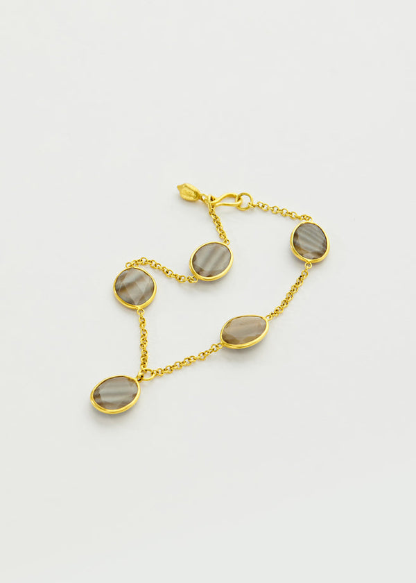 Pippa Small 18kt Gold Agate Five Stone Bracelet