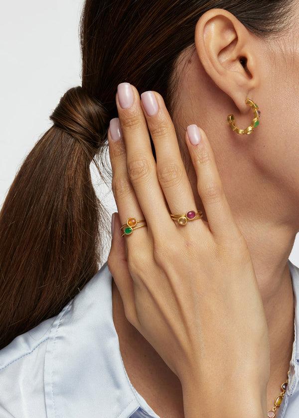 Pippa Small 18kt Gold Anemone Fire Opal Cup Ring