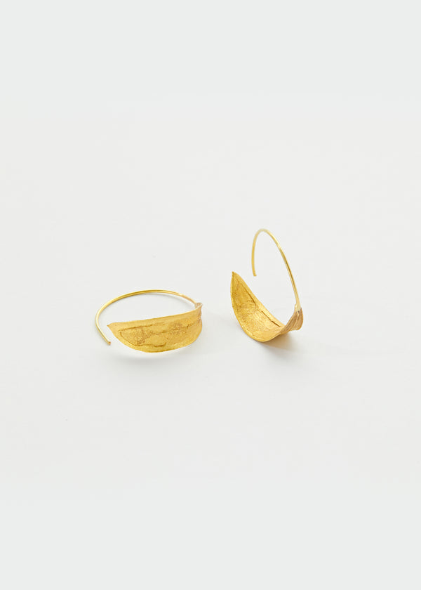 pippa small 18kt Gold Bethlehem Zaytun Leaf Hoops