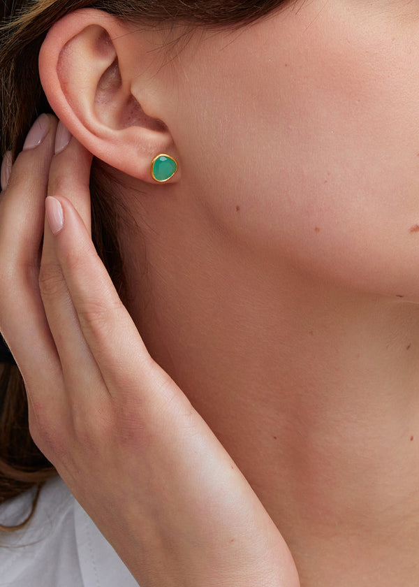 Pippa Small 18kt Gold Chrysoprase Classic Studs
