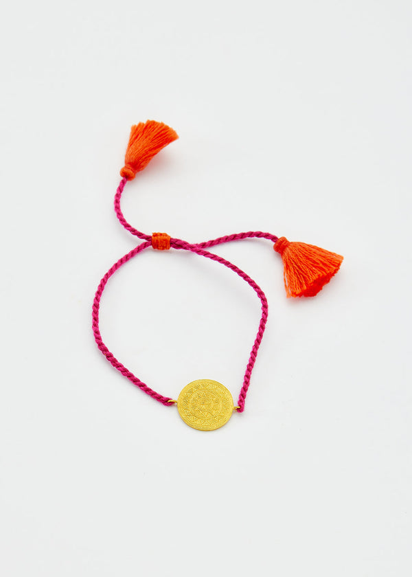 pippa small 18kt Gold Coin Amulet on Cord Bracelet